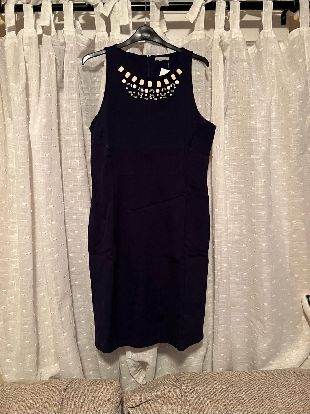 H&M Black Sleeveless Mini Dress with Jewel Neckline